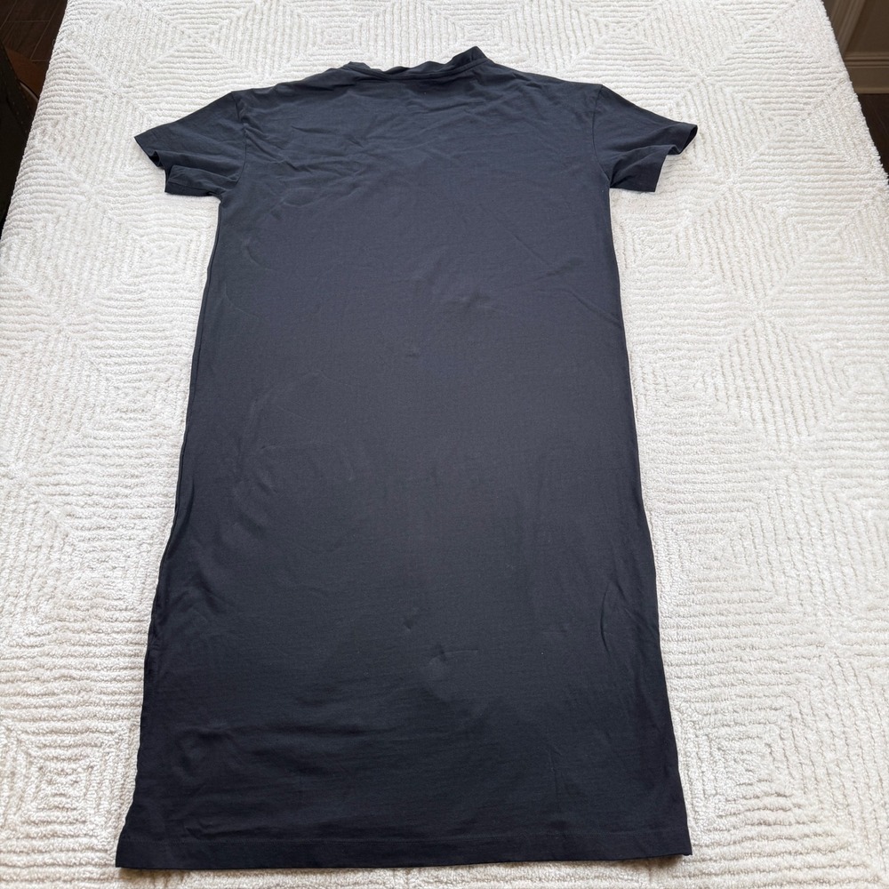 H&M Button Dress Women's Small Black Midi Minimalist Basics Neutral Normcore - Picture 2 of 11